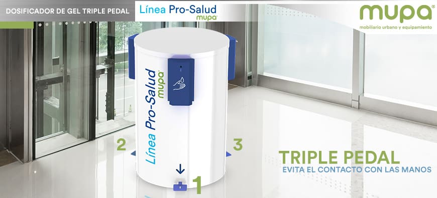 Estación Dosificadora de Gel Antibacterial con 3 Pedales, MUPA®